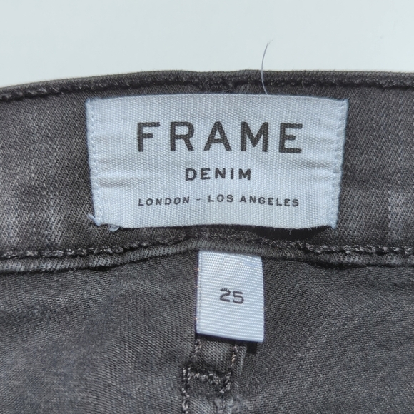 Frame Denim Hathaway Distressed Mid Rise Ankle Cropped Le Skinny Jeans Black 25 - Picture 8 of 16